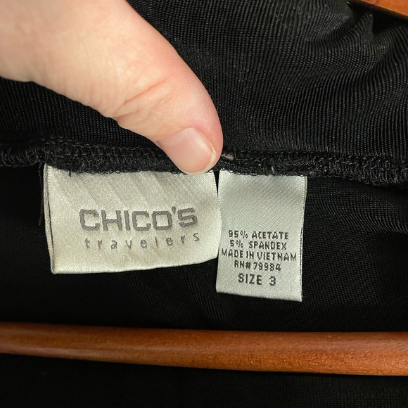 Chico's Travelers Black Slinky LS Ruffled Cardigan Women's‎ 3 US XL - Picture 5 of 5